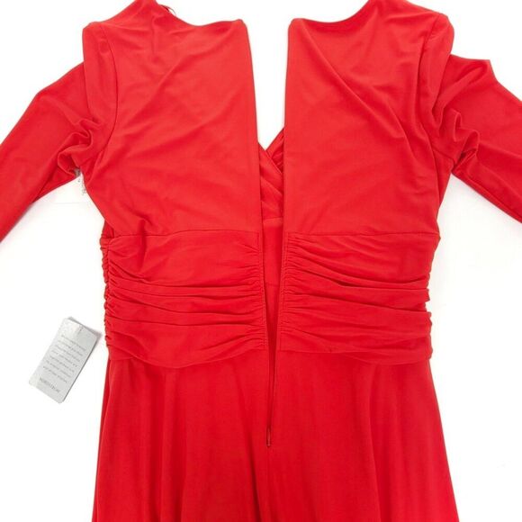 NWT Eliza J Long Sleeve Twist-Detail Wrap Midi Dress Red Plus 14 Dressy Cocktail - Picture 7 of 10